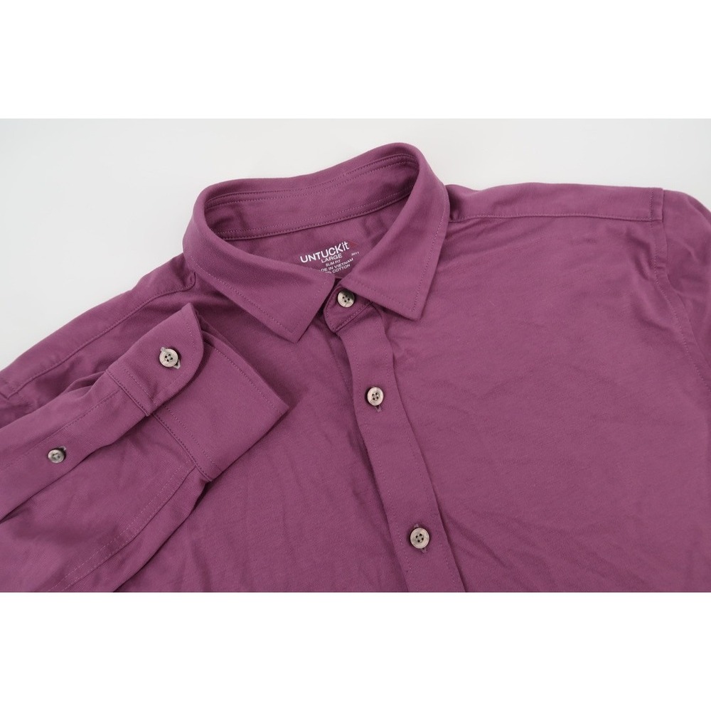 UNTUCKit Luxe Tee Button Down Mens Large Sangria Purple Slim Fit Cotton Shirt